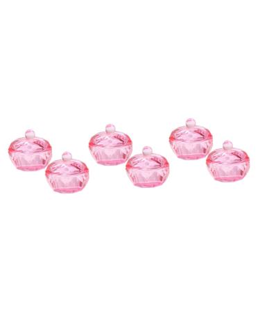 FRCOLOR 6 Pcs Glass Monomer Dish with Lid Professional Nail Drill Cuticle Bit for Nail Drill Colored Glass Dappen Bowl Glass Nail Plate Dappen Dish Bowl Crystal Glass Acrylic Pink 4.2x4.2cmx3pcs Pinkx3pcs