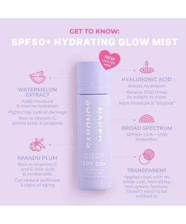 Naked Sundays SPF 50+ Hydrating Glow Mist | Hydrating Sunscreen Spray for All Skin Types | Shop Internationally - Buy Online on SooperMarket.com