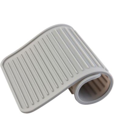 mDesign Small Square Pet Food and Water Bowl Mat - Waterproof Non-Slip Silicone Placemat for Dogs and Cats - Durable and Food Safe - Gray Linelle Collection - Buy Online on SooperMarket.com