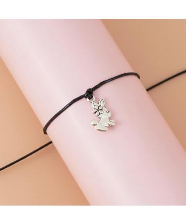 OralGos Happy Easter Bracelet - Adjustable Alloy Rabbit Pendant Wax Rope Braided Bracelet for a Festive Look - Buy Online on SooperMarket.com