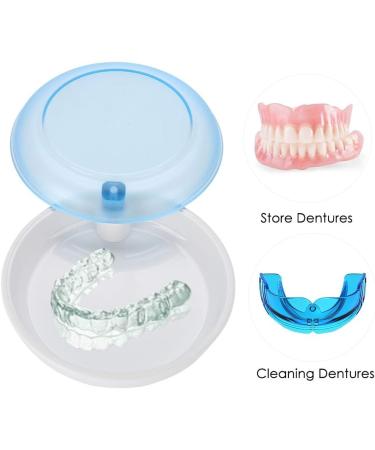 Portable Dnom Dose Orthodontic Holder | Suitcase for Storing & Cleaning Dentures | Rotating Tooth Storage Box - Sweet Blue - Buy Online on SooperMarket.com
