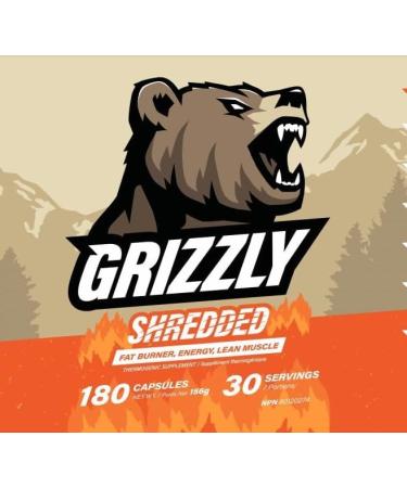 GRIZZLY SHREDDED Thermogenic Fat Burner Energy Lean Muscle Caffeine HMB - Buy Online on SooperMarket.com