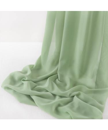 Dusty Sage 5 Yards 60 Wide Sheer Fabric Chiffon Fabric by The Yard Continuous Solid Color Draping Fabric for Wedding Party Backdrop