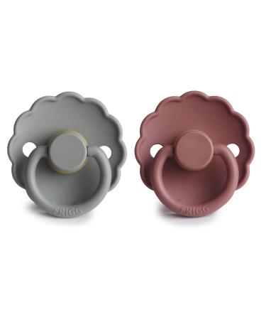 FRIGG Daisy Natural Rubber Baby Pacifier 2-Pack - Woodchuck/French Gray 6-18 Months | BPA-Free | Made in Denmark - Buy Online on SooperMarket.com