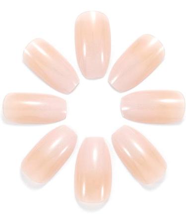 Brishow Short Fake Nails Peach Gradient Ballerina - 24pcs Full Cover Acrylic Stick on Nails for Women and Girls - Buy Online on SooperMarket.com