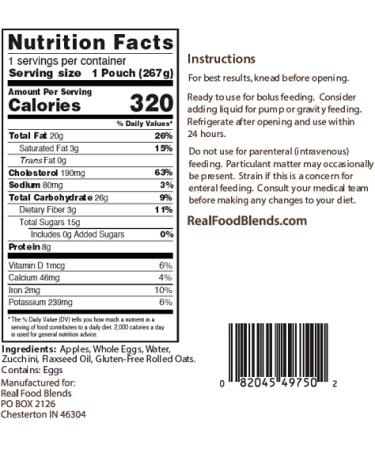 Real Food Blends Variety Case 9.4 oz Pureed Meal for Feeding Tubes - 6 Flavors (Case of 12 Pouches) - Buy Online on SooperMarket.com