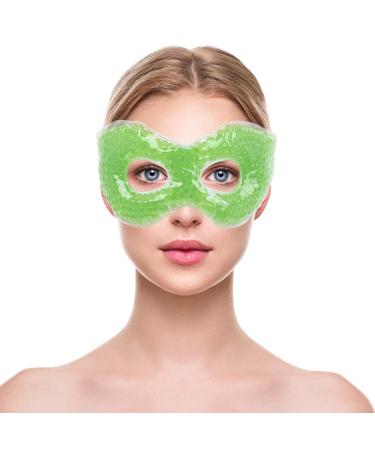 NEWGO Cold Eye Mask Reusable Cooling Eye Mask with Mint Scent for Migraine Puffy Tired Eyes Dark Circles Headaches Hangovers Sinus Pain - Green