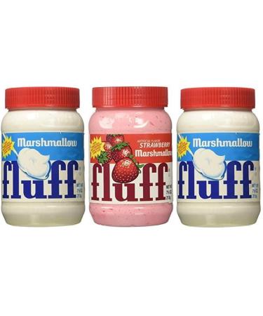 Marshmallow Fluff, Original Fluff and Stawberry Fluff, 7.5 Ounce (Pack of 3) - with Make Your Day Spreader or Sporks