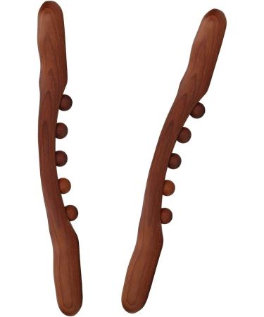 2pcs Wooden Gua Sha Stick Set - Massage Points for Home Relaxation | Natural Wooden Scraping Stick - Buy Online on SooperMarket.com