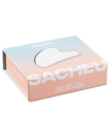SACHEU Stainless Steel Gua Sha Tool | Reduce Puffiness & Tighten Skin | Facial Massage & Lymphatic Drainage | Travel Pouch Included - Buy Online on SooperMarket.com