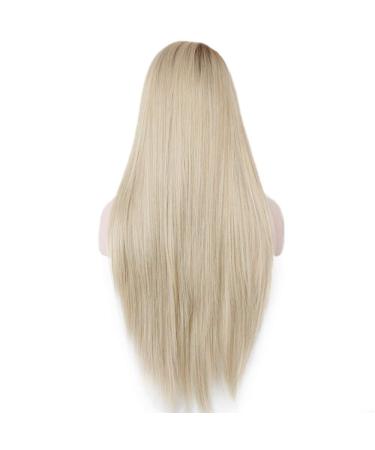 SHIYID Glueless Long Straight Ombre Wig - High Temperature Fiber Brown to Blonde Lace Front for White Women - Buy Online on SooperMarket.com