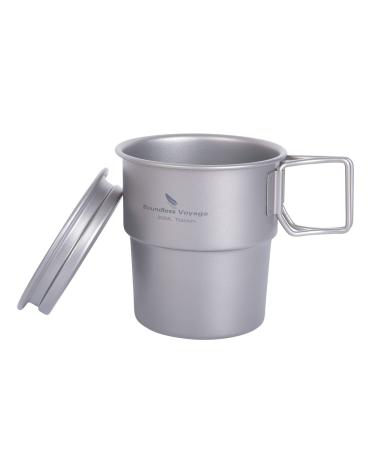 Boundless Voyage 250ML Titanium Coffee Cup with Lid Single-Walled Portable European Stackable Mug for Outdoor Camping Hiking Backpacking A-Ti3051D Ti3051D-cup with lid