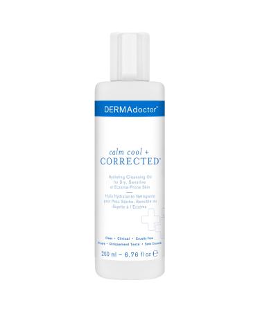 DERMAdoctor Calm Cool + Corrected Hydrating Cleansing Oil Moisturizer and Makeup Remover for Dry Sensitive or Eczema-Prone Skin 6.76 fl oz