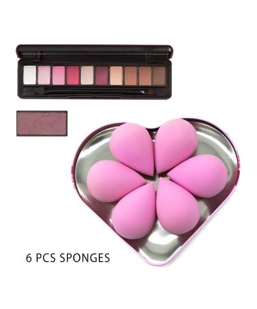 6 Pcs Makeup Blender Beauty Sponge Set - Latex-Free Sponges for Liquid, Cream, and Powder Foundation - Super Soft Beauty Blender Set in Light Pink - Buy Online on SooperMarket.com