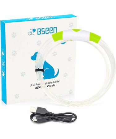 BSEEN LED Dog Collar Light - USB Rechargeable Glowing Collar for Small, Medium & Large Dogs in Green - Buy Online on SooperMarket.com