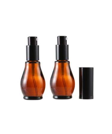 Empty refillable amber glass pump bottles with black pump head and cap 30 ml 2 pieces 30ml