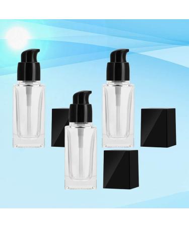 minkissy 3pcs Empty Glass Pump Bottles Square Cosmetic Bottles Refillable Makeup Dispensers for Foundation Lotion Cream 30ml (Black Cap) - Buy Online on SooperMarket.com