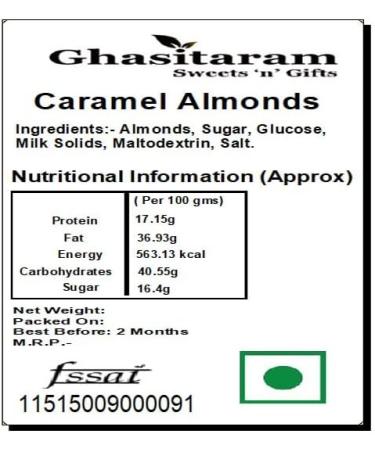 Ghasitaram Gifts Jaiccha Christmas Gifts Caramel Almonds 800 gms - Buy Online on SooperMarket.com