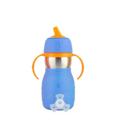 Kid Basix Safe Sippy  Stainless Steel Cup for Babies/Toddlers  Round Spout  Dishwasher Safe  BPA Free  11 OZ. Travel/School/Play Blue