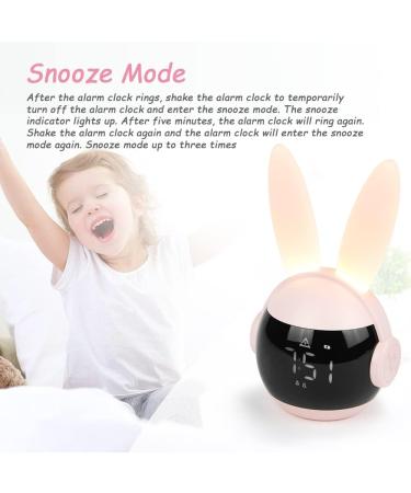 Vicloon Rabbit Children's Alarm Clock - Dual Alarm 6 Ringtones Snooze & 90-Day Standby - Perfect Gift for Kids (Pink) - Buy Online on SooperMarket.com