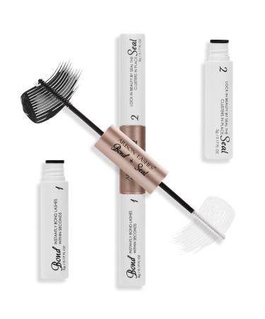 Lash Bond and Seal Cluster Lash Glue Upgraded Individual Eyelash Extension Adhesive Glue  Super Strong Hold 72 Hours Waterproof for Sensitive Eyes  Latex Free 5ml+5ml  Black Bond & Clear Seal
