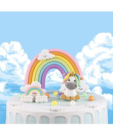 Rainbow Cloud Cake Topper - Colorful Soft Pottery Cupcake Decoration for Boys and Girls Birthday Party - Buy Online on SooperMarket.com