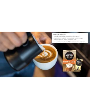 Nescafe Gold Instant Coffee Sachets Contains 48 Caramel Latte Sachets Bundled With 48 x Temas Store Coffee Stirrers & 1 x Reusable Coffee Cup| Coffee Gift Set | Coffee Sachets Individually Wrapped - Buy Online on SooperMarket.com