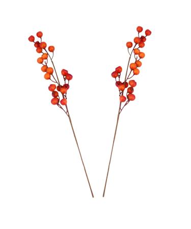 ABOOFAN 2pcs Simulated Holly Fruit Simulation Berries Pine Branch for Xmas Fake Berry Branch Artificial Berry Picks Holly Berry Picks Artificial Berry Stems Wire Christmas Tree Spray