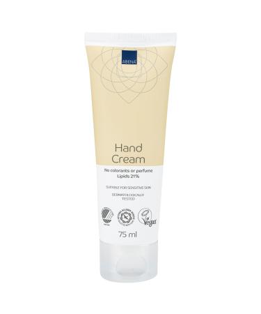 Abena hand cream fast -moving & nourishing hand care fragrance -free formula suitable for all skin types enriched with vegetable oils for intensive moisture 75ml.75 ml (1 Pack)