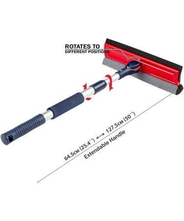 DSV Professional Window Squeegee | 2-in-1 Cleaner with Sponge & Rubber Strip | Telescopic Pole | 127.5cm Extension | Multi-Angle Cleaning - Buy Online on SooperMarket.com
