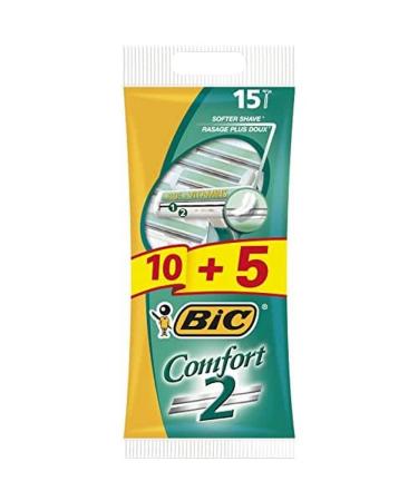 BIC Comfort 2 Disposable Razors for Men - 10+5 Pack 15 pieces (1 pack)