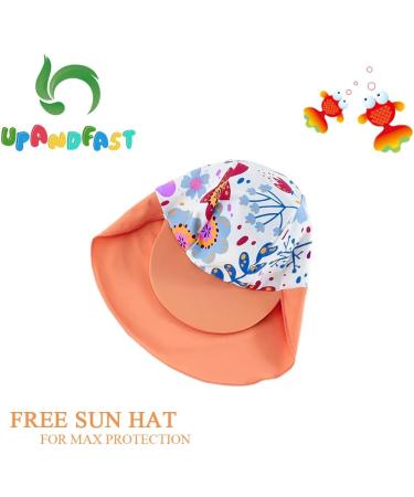 Upandfast Baby Girl One Piece Swimwear Suit with Sun Hat | Toddler Swimsuit UPF 50+ Sun Protection | Sunflower Design | 12-18 Months - Buy Online on SooperMarket.com