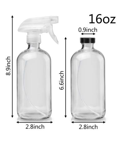 16oz Glass Spray Bottles - Refillable Boston Round Container for Essential Oils, Cleaning Products - White (2 Pack) - Buy Online on SooperMarket.com