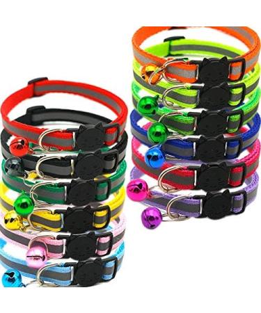 Closer 12 Pcs Reflective Collars Quick Release Safety Buckle with Bell Adjustable 19-32cm (12 Colors) - Buy Online on SooperMarket.com