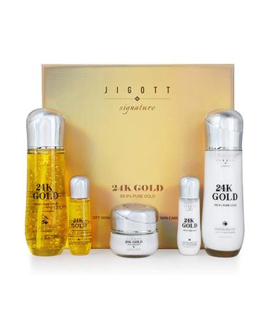 Signature 24K Gold Essential Skin Care 3 Set - Toner (150ml) Emulsion (150ml) Cream (50ml) - Korean Skincare for Healthy and Glowing Skin