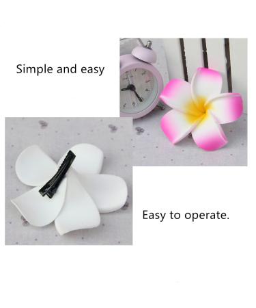 12PCS Hawaiian Plumeria Flower Hair Clips - Bohemia Foam Hairpins for Bridal Wedding Party Beach Holiday (Rose Red) - Buy Online on SooperMarket.com
