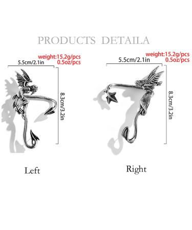 Wiwpar Silver Gothic Retro Demon Angel Fairy Ear Cuff - Halloween & Cosplay Jewelry for Women - Buy Online on SooperMarket.com
