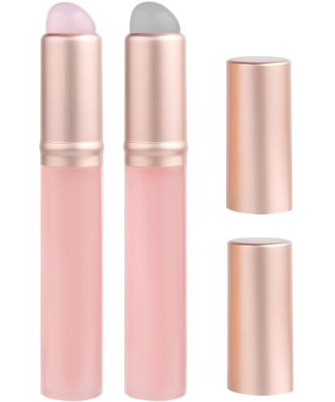 2 Pcs Silicone Lip Brush with Cap for Lipstick Lip Gloss(Pink)
