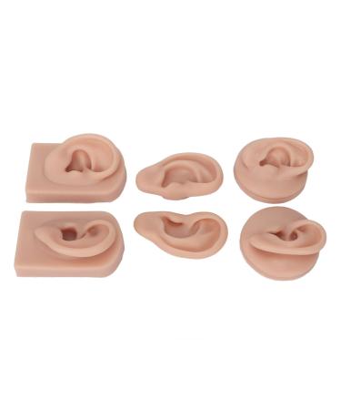 Silicone Ear Model 3 Pairs Human Ear Model Soft Multipurpose Reusable Earrings (Medium Skin Color)