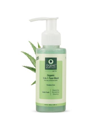 3-in-1 Face Wash For Dry & Normal Skin Daily Use Ideal For Cleansing Scrubbing & Glowing Skin 100% Organic Paraben & Sulphate Free - 100 ml