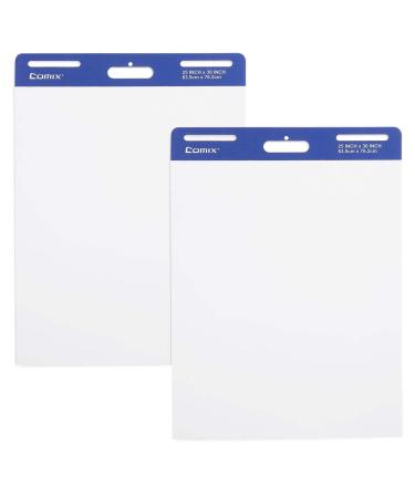 Comix Sticky Easel Pad, 25 x 30 Inches Flip Chart Paper for Teachers, Large Self Stick Easel Paper, 30 Sheets/Pad, 2 Pads/Pack