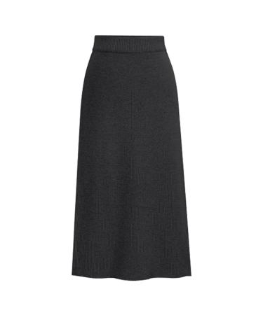 Sanahy Women's Basic Plain Stretchy Ribbed Knit Split Midi Skirt Stretch High Waist Bodycon Business Work Office Pencil Skirt XXL Black