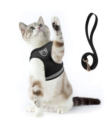 Supet cat dishes Breakfast Cat lines with dishes for cats soft cats vest with leash for kitten dogs chihuahua (L black) l (breast size: 38-43 cm) black