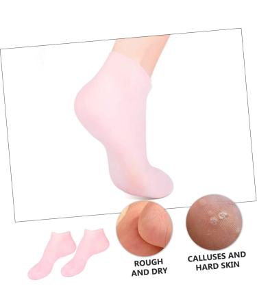 minkissy 2 Pairs Sock Tableware Sucker Moisturizing Heel Sleeves Spa Silicone Gel Skin Protect Soles Exfoliating Essential Oil Moisturizing Cotton Moisture Cream Women's Sebs Pink Vitality - Buy Online on SooperMarket.com
