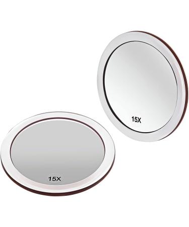 YoHumk 15X Magnifying Makeup Mirror - 6 Inch Round Mirror for Precise Tweezing, Eyebrow Grooming, and Blackhead Removal - Easy Mounting with 3 Suction Cups - Buy Online on SooperMarket.com