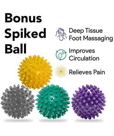 ProHeal Foot Rocker Calf Stretcher with Spiked Ball Massager - Plantar Fasciitis & Achilles Tendonitis Relief - Black (Blue/Purple Ball Options) - Buy Online on SooperMarket.com