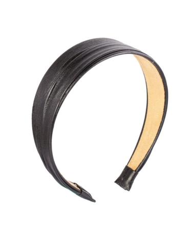 Hair Hoop Vintage Faux Leather Headband Wide Padded Hair Band Fashion Comfortable Headbands Accessories for Women Girls (Black)