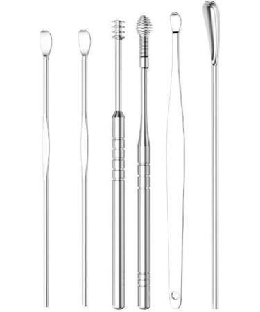 Ear Scoop 6-Piece Set of Ear Picking Tools Adult Ear Pick Ear Scoop Stainless Steel Portable Keychain Ear Scoop - Buy Online on SooperMarket.com