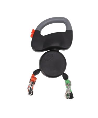 lyrlody 3 Meter Retractable Dog Leash Double Dog Leash for 2 Dogs Extendable Leash Reflective Rope Tear-Resistant (Black)