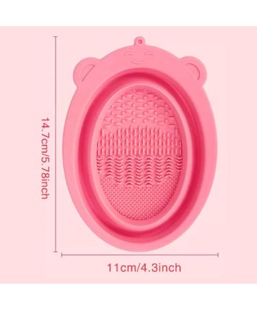 Makeup Brush Cleaning Mat Foldable Brush Cleaner Bowl Silicone Brush Cleaner Pad for Sponge Pink Cleaning pads - Buy Online on SooperMarket.com